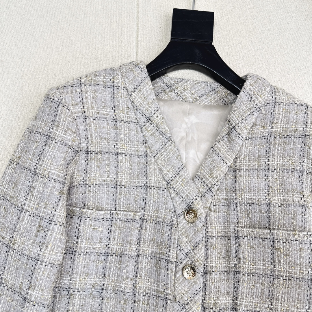 [TOP] CHANEL  Short Woven Jacket - Grey