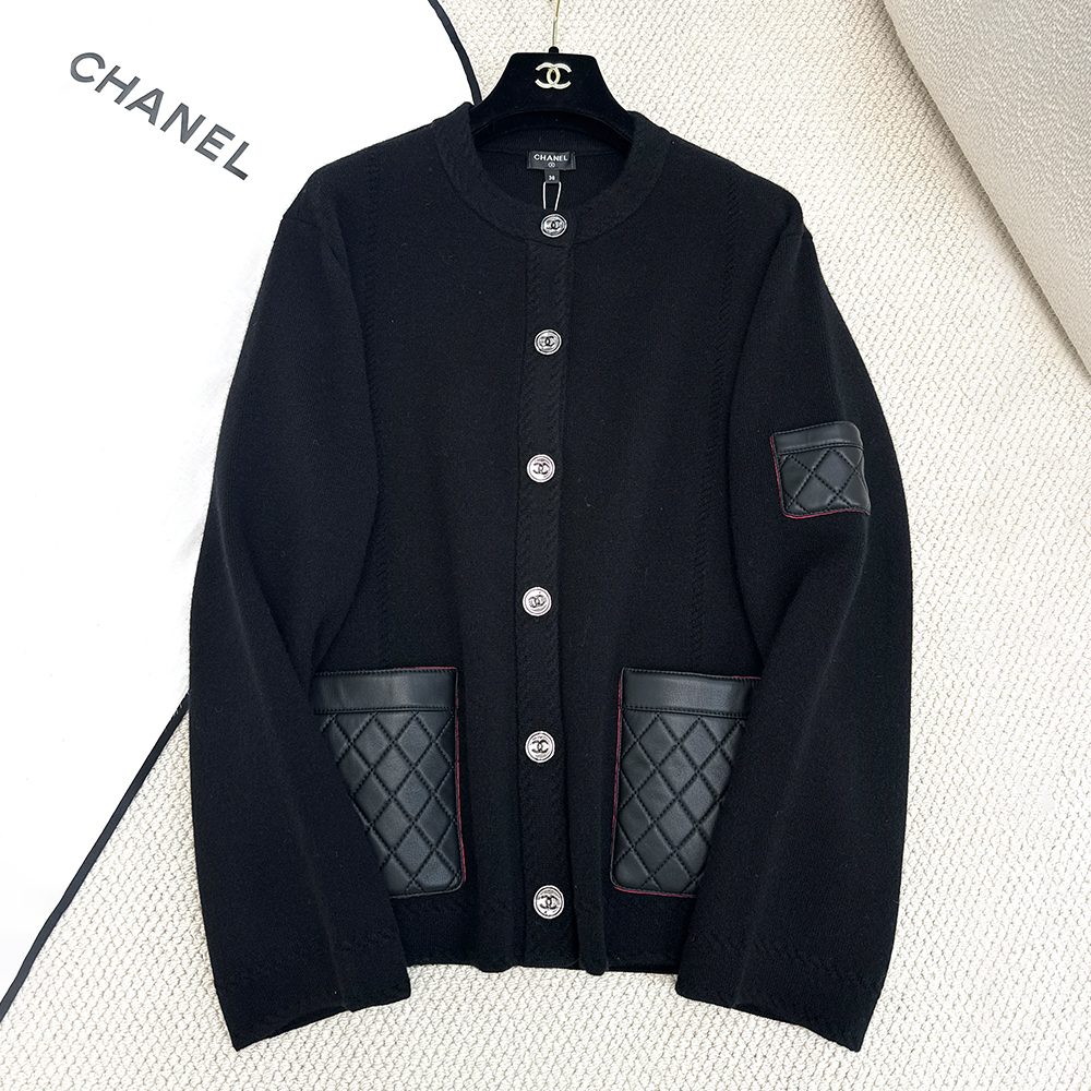 Chanel Clothing Chanel Cashmere and Leather Knitted Cardigan #378457 | Nigo Office
