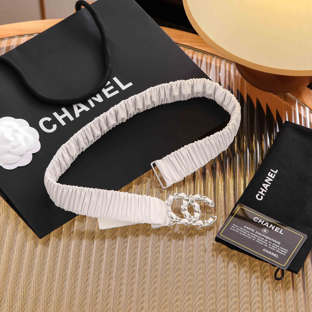 [TOP] CHANEL Elasticity Belt 4 Sizes - White - 711 Luxury