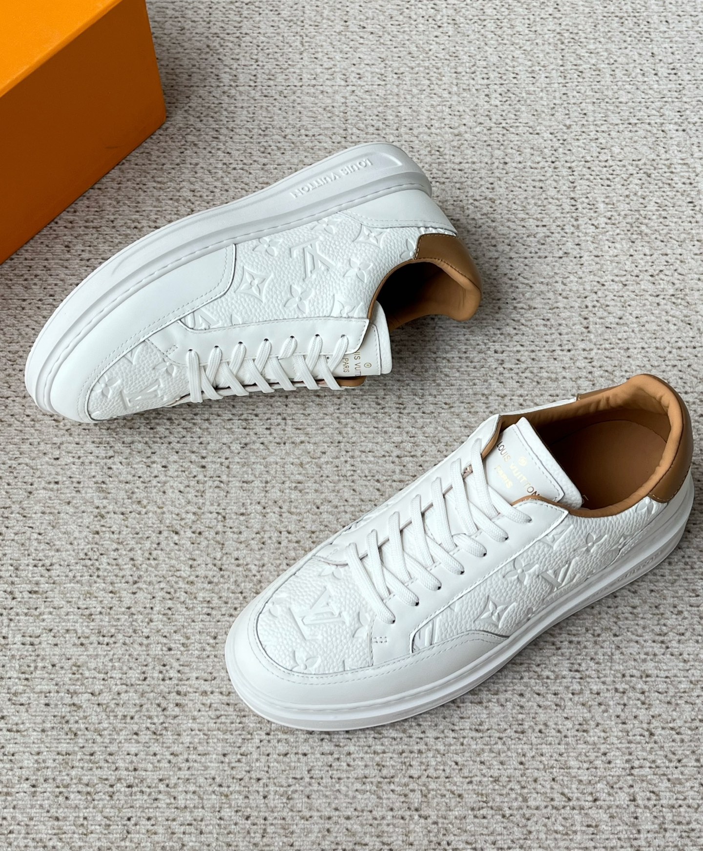 Louis Vuitton Men's Beverly Hills Sneakers Fashion Casual Lace Up Black Cowhide Embossed Sneakers Shoes #71843