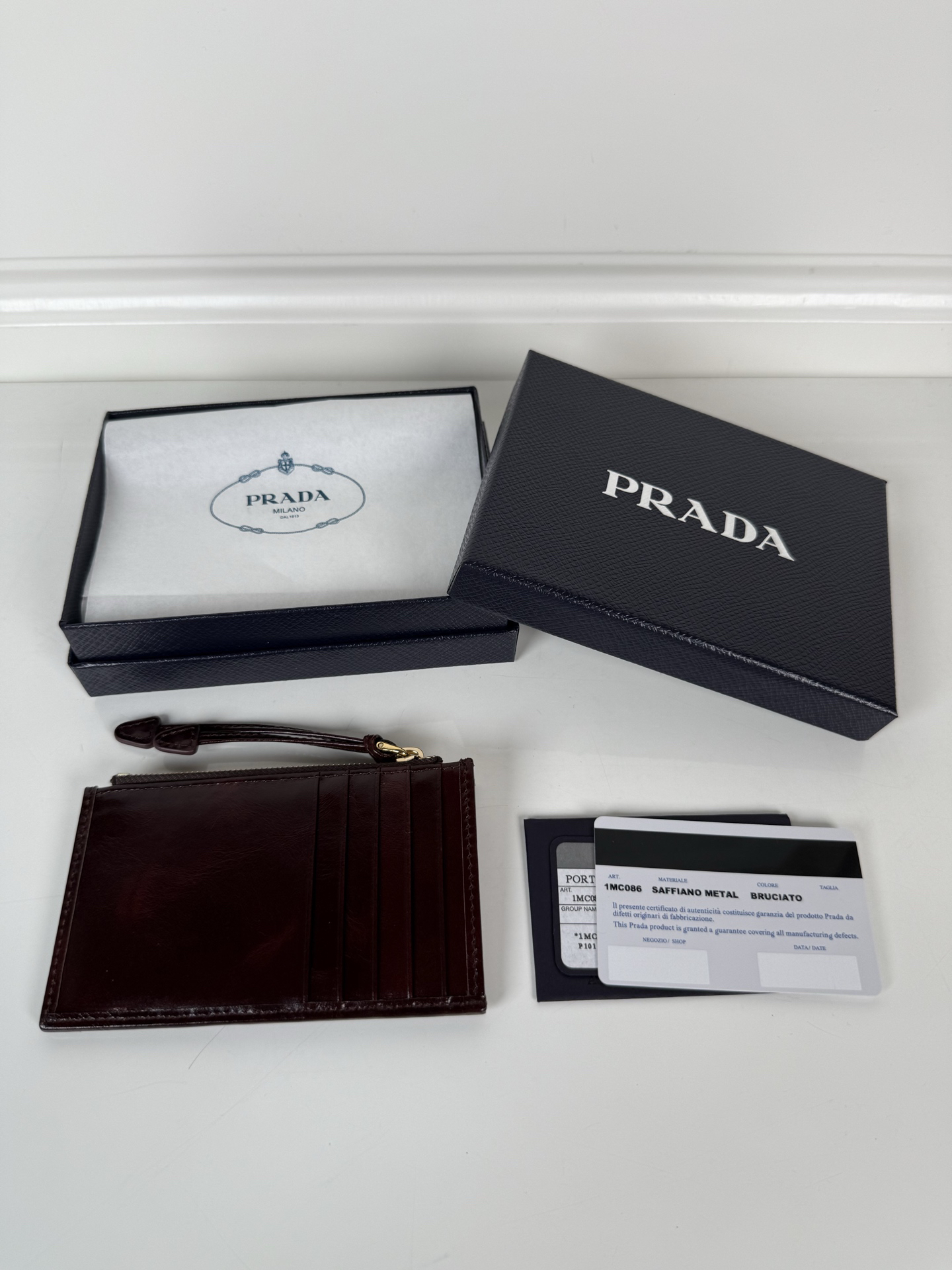 [TOP] PRADA Short Wallet 8cm*13cm - Wine Red - 711 Luxury