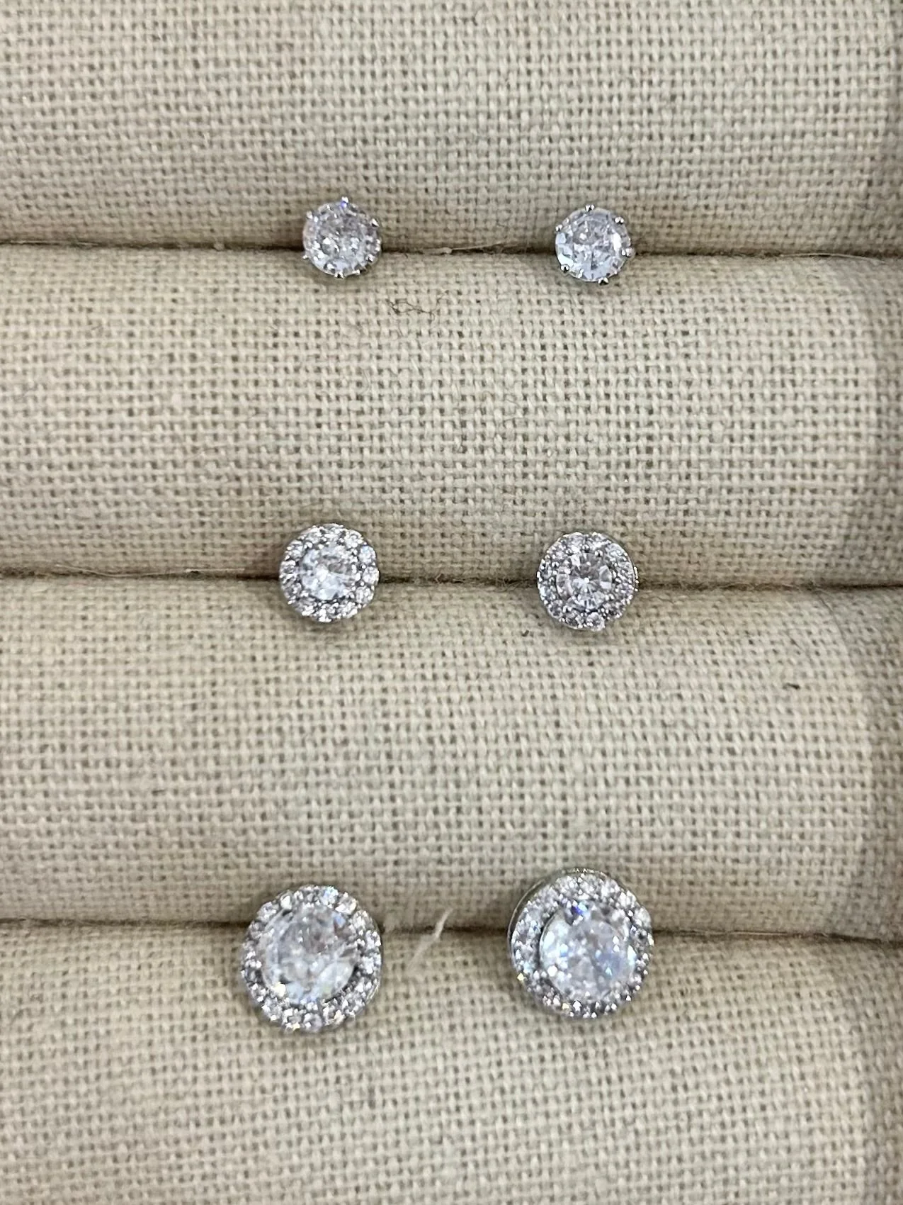 Trio Diamanté Stud Earrings Multi Pack (2 Colours)