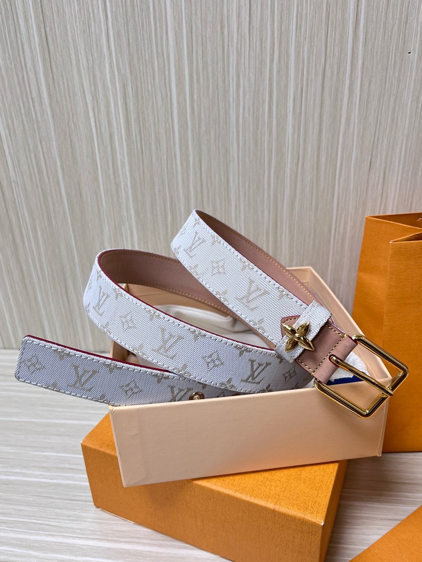 [TOP] Louis Vuitton LV D-Ring Monogram Multicolor Belt 3cm - White - 711 Luxury