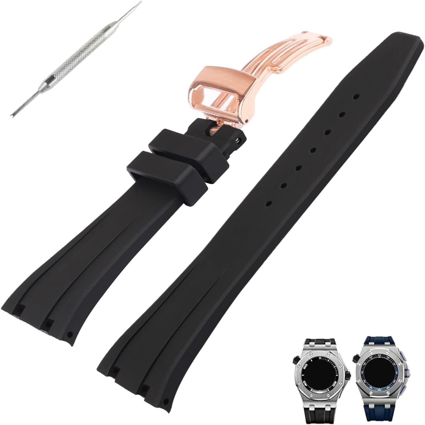 Topuly 26mm Rubber Watch Band replacement for Audemars Piguet Royal Oak Offshore AP 15703 15710 15400 26470 26400 Silicone Strap Wirstband accessories for Men and Women
