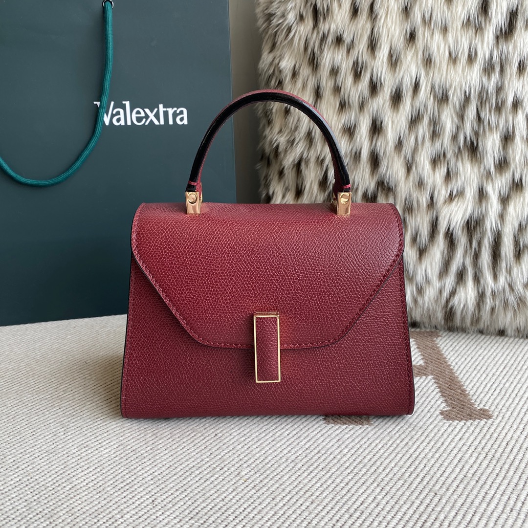[TOP] VALEXTRA lside Bag 19.5x14x9.5cm - Wine Red - 711 Luxury