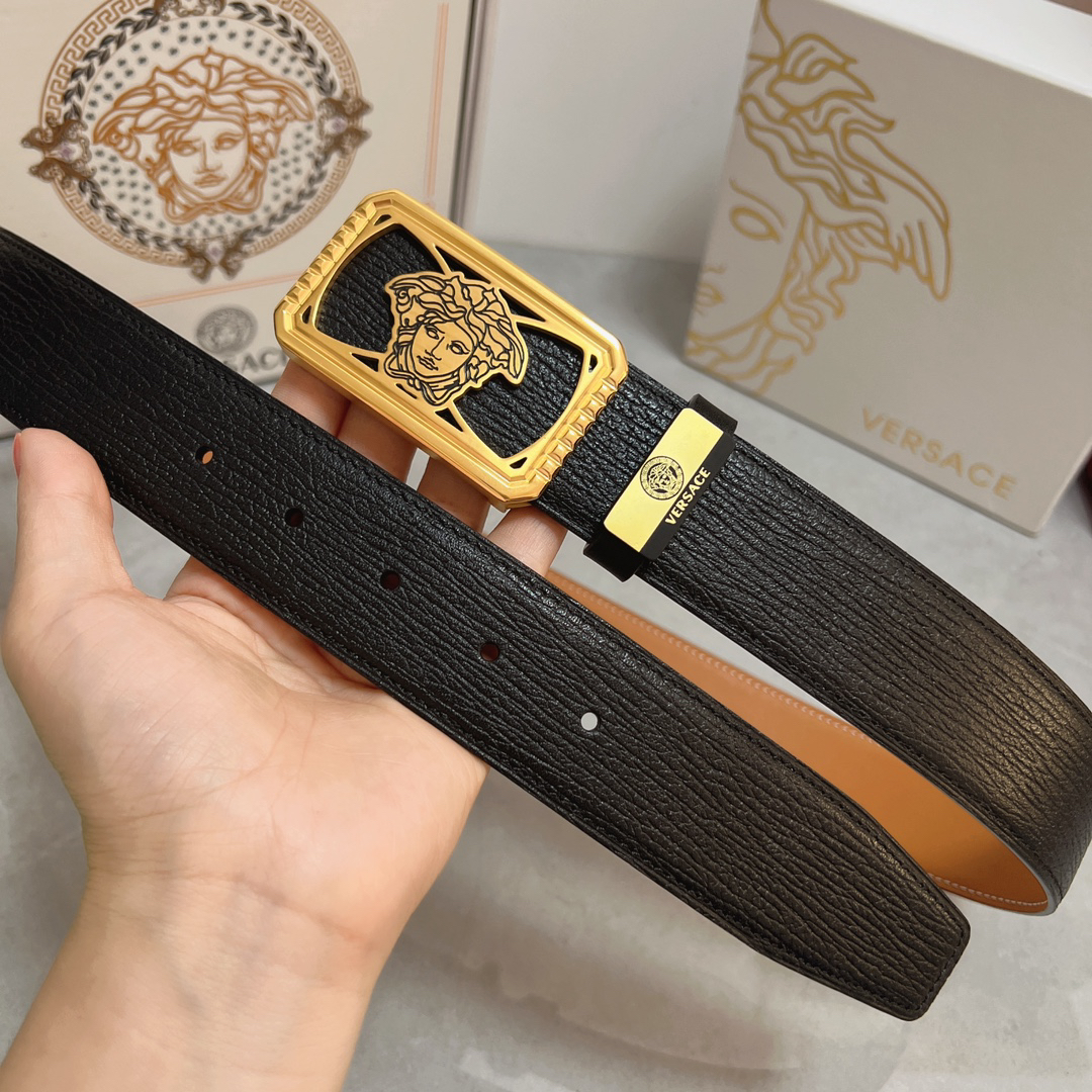 [TOP] VERSACE Men's Belt 3.8 cm - Black - 711 Luxury