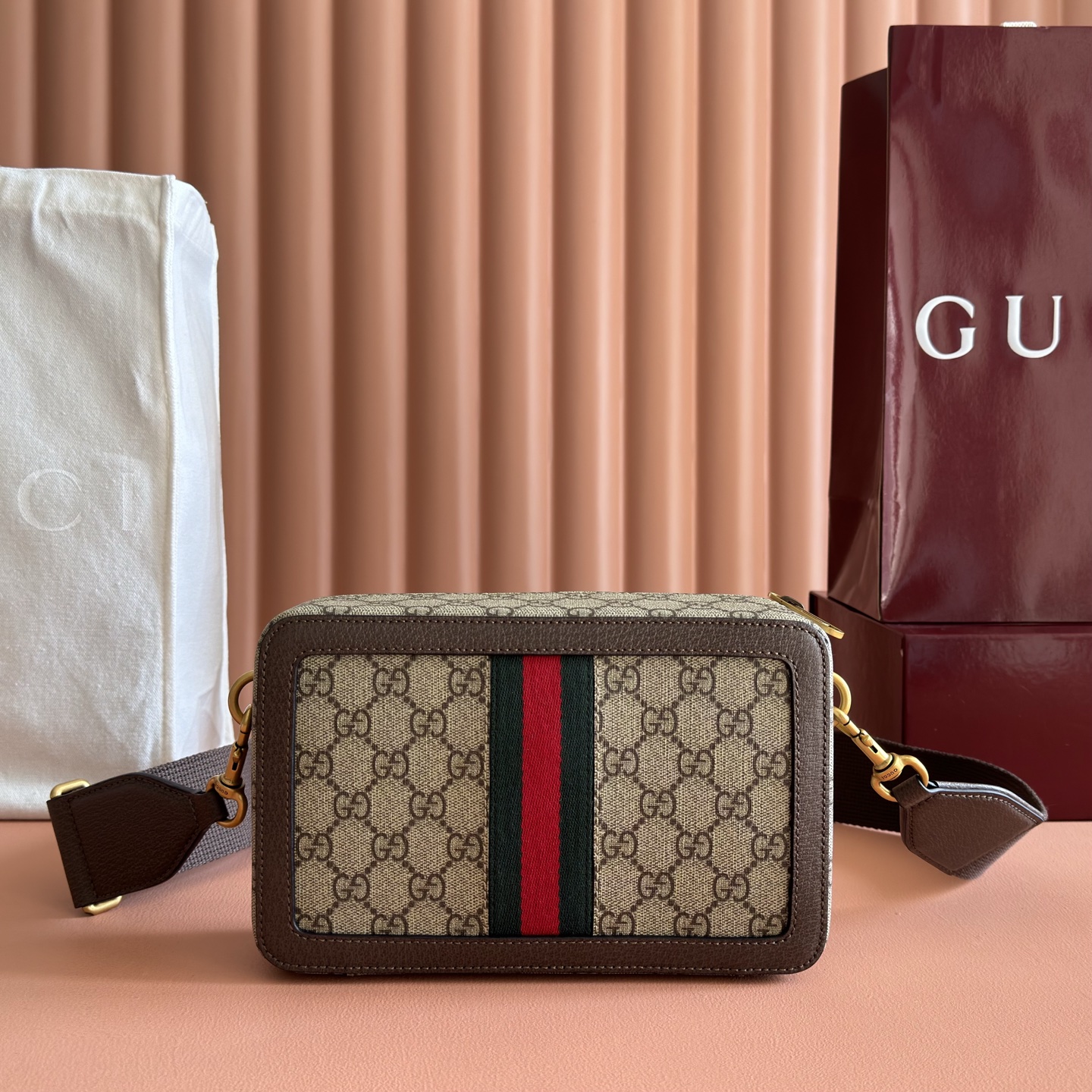 [TOP] GUCCI Ophidia Mini Bag 23x14.5x6cm - Brown - 711 Luxury