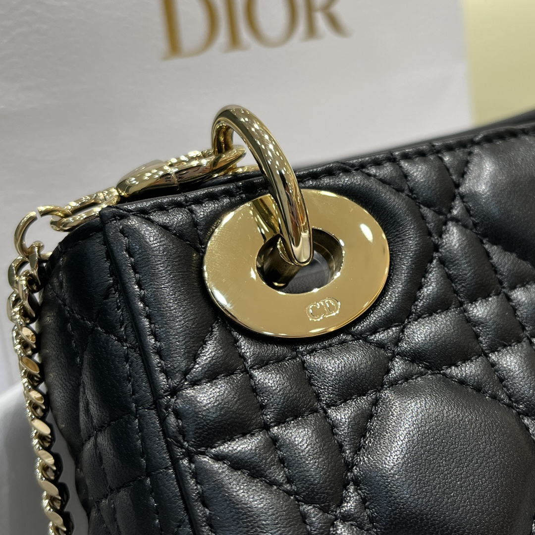 [TOP] Christian Dior Lady Dior Bag Lambskin 17x15x7cm - Black