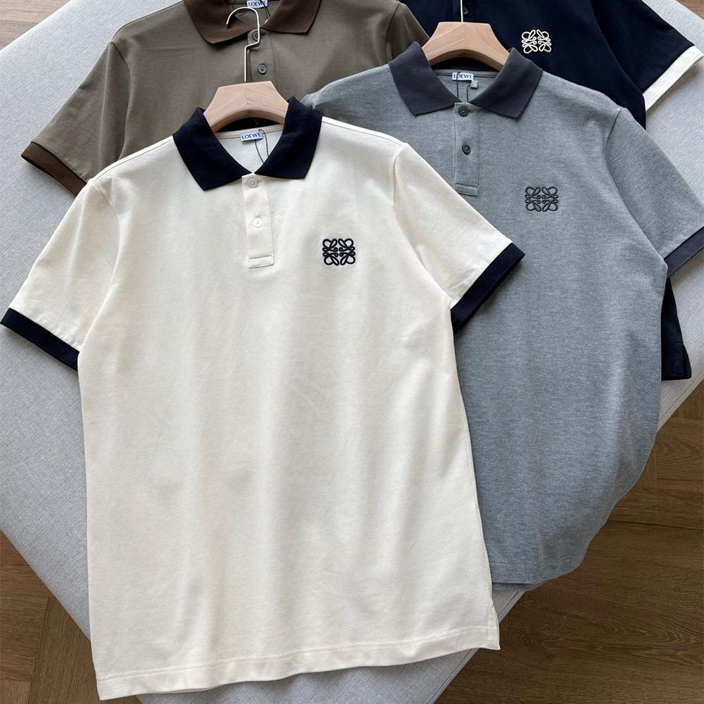 Loewe Contrast Color Piqué Cotton Polo Shirt #387927