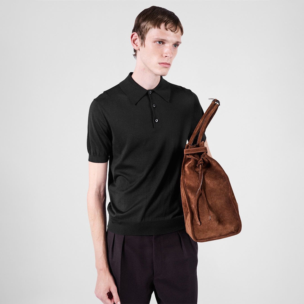 Prada Wool Silk Blend Polo Short Sleeves #382943