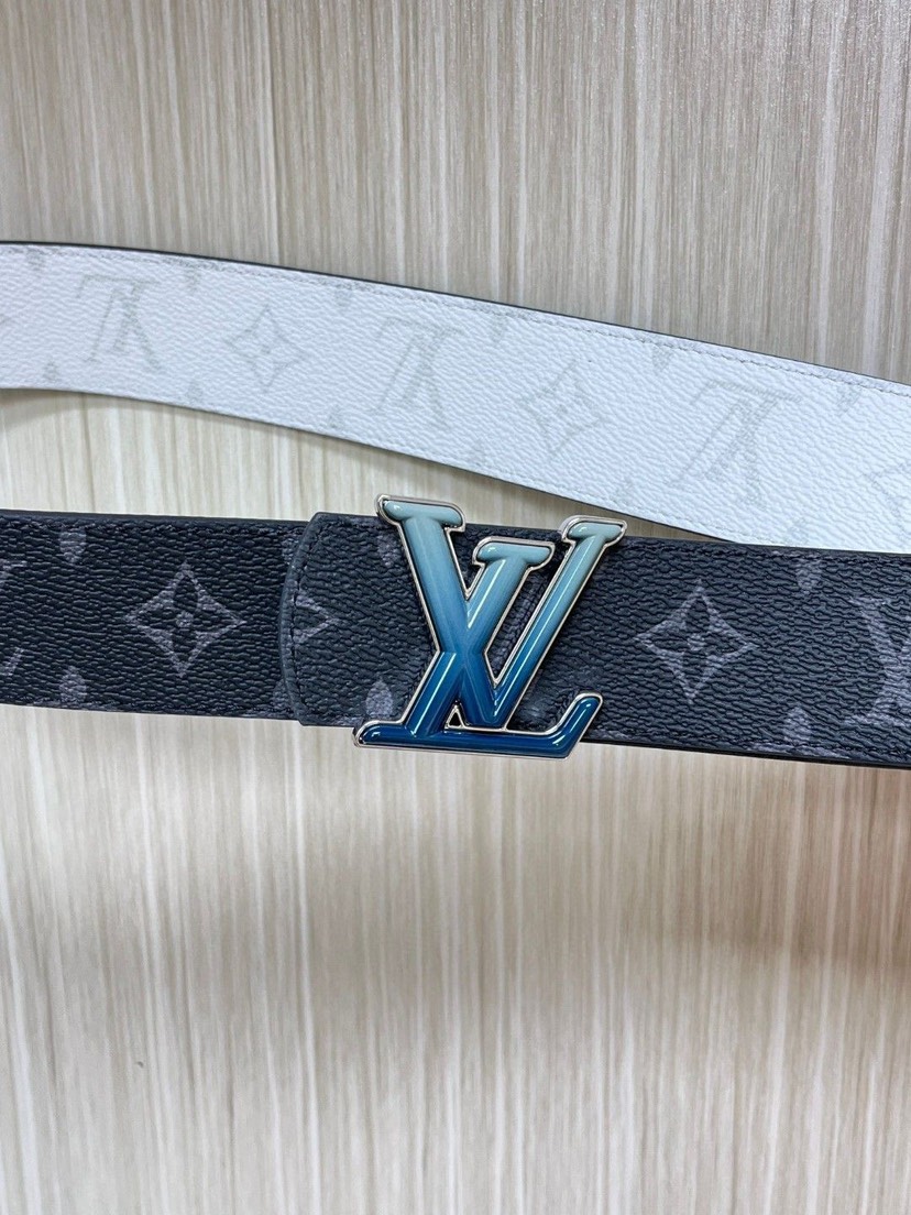 [TOP] Louis Vuitton LV Belt 4 cm - White and Black - 711 Luxury