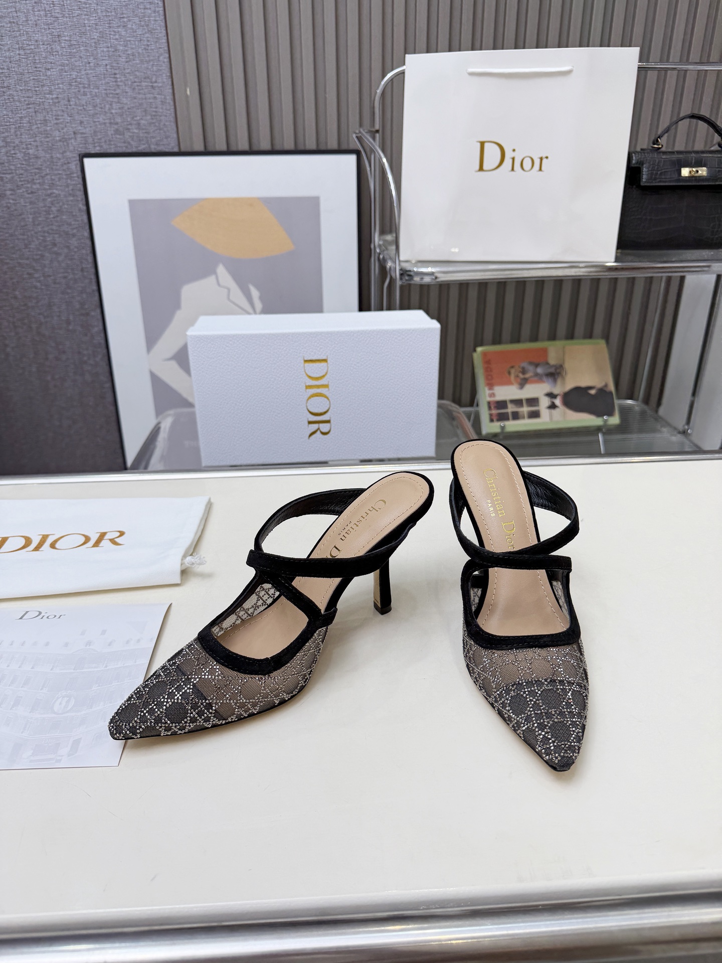 [TOP] Christian Dior High Heels Slippers - Black - 711 Luxury
