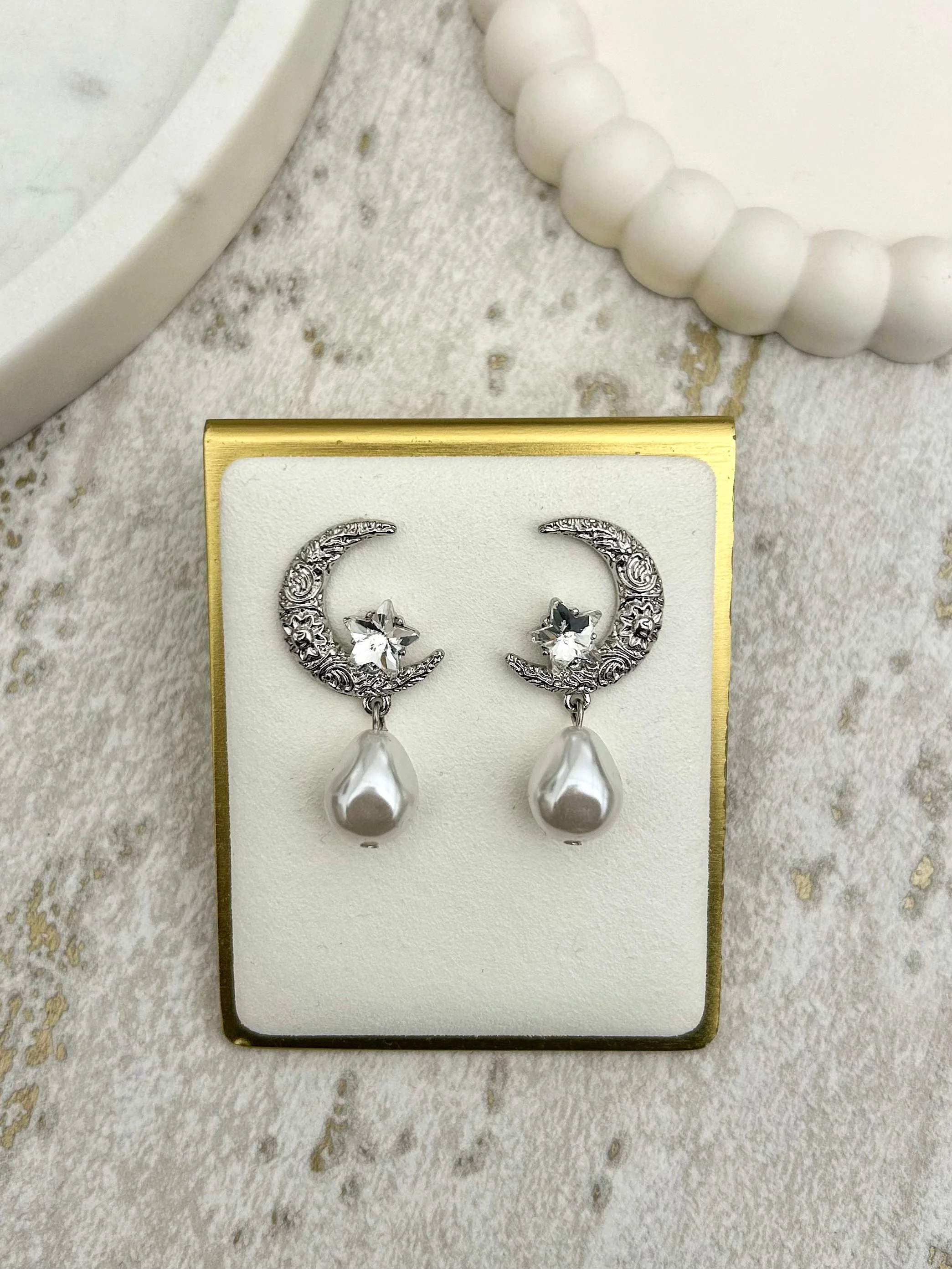 Moon Star & Pearl Earrings (2 Colours)