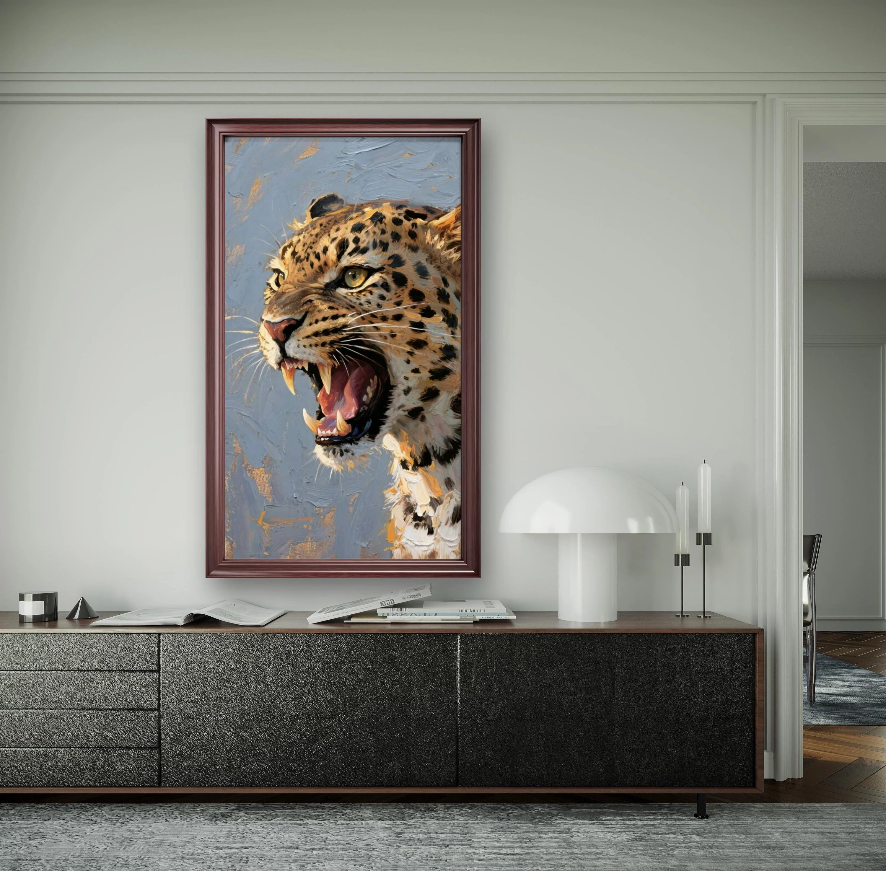Roaring leopard