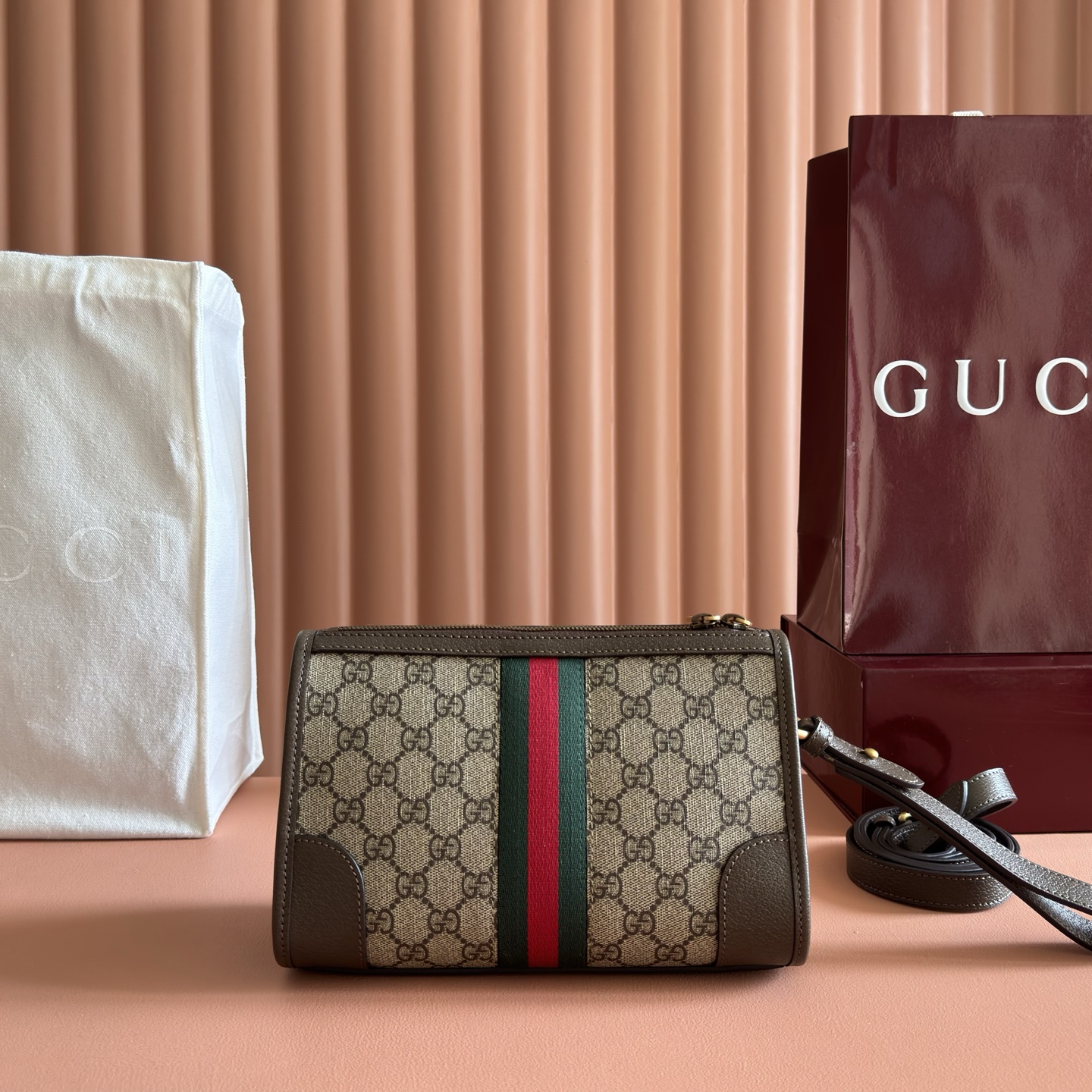 [TOP] GUCCI Ophidia Messenger Bag 24x35x10.5cm - Brown