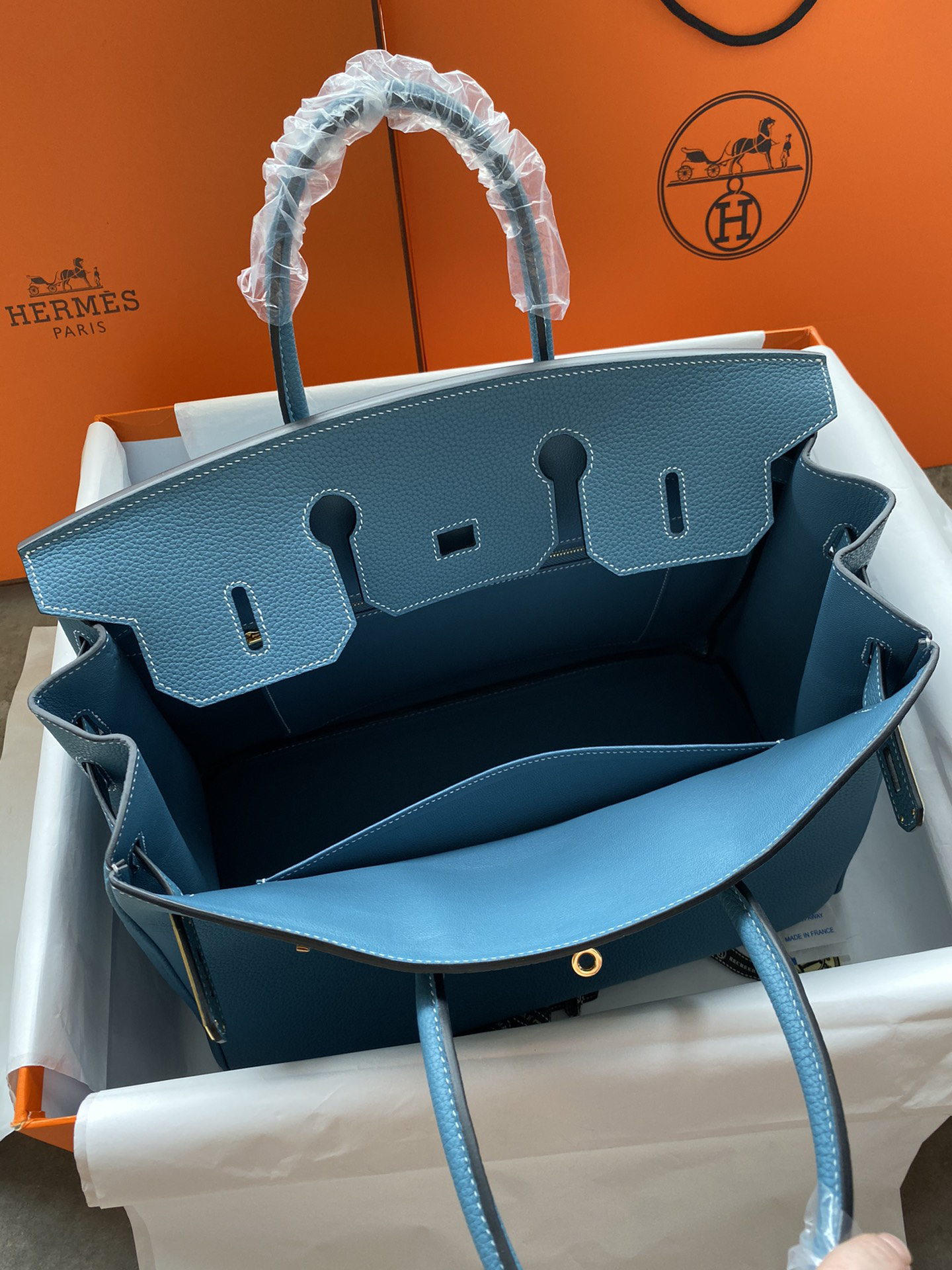 [TOP] HERMES Birkin Togo Leather 35cm - Bleu Jean & GHW