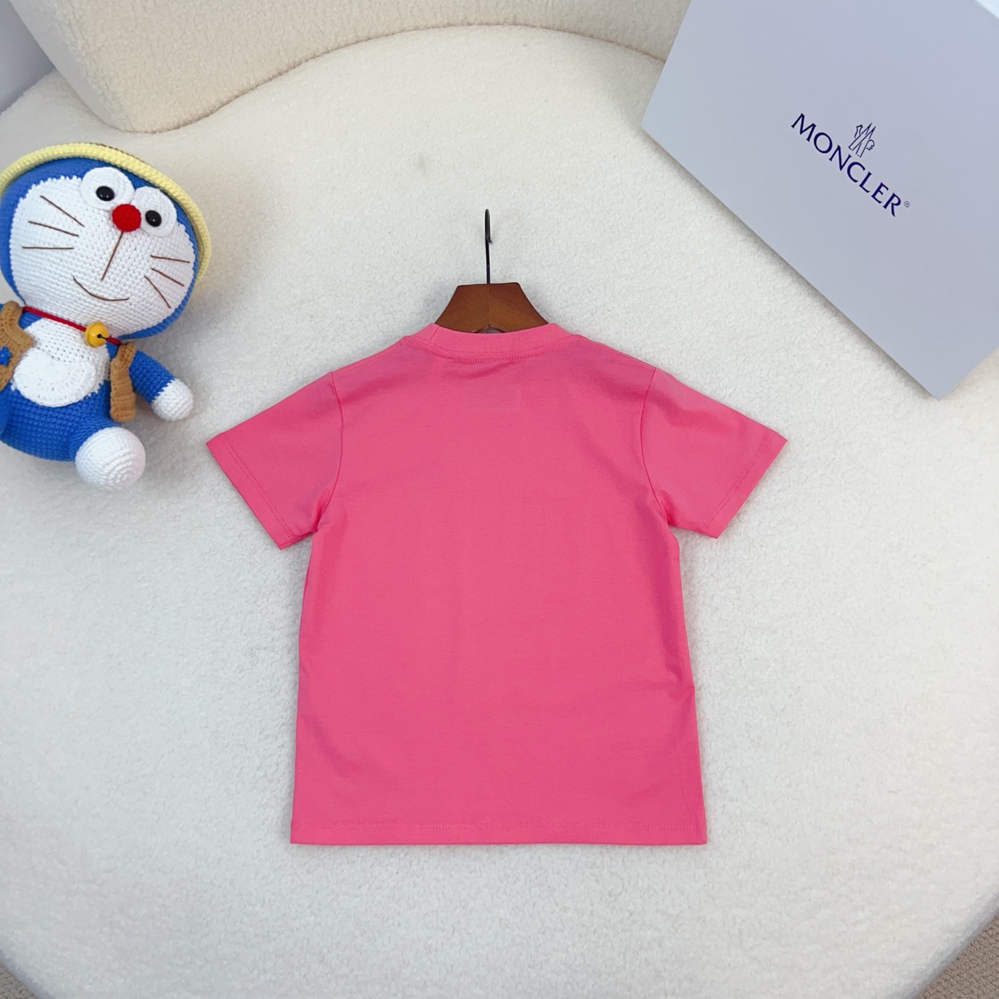 Red Balenciaga Unisex Kids Woven Patch Logo Crew Neck Short Sleeve T-Shirt Cotton Modal Boys Girls Summer Basic Tee Sizes 90-170