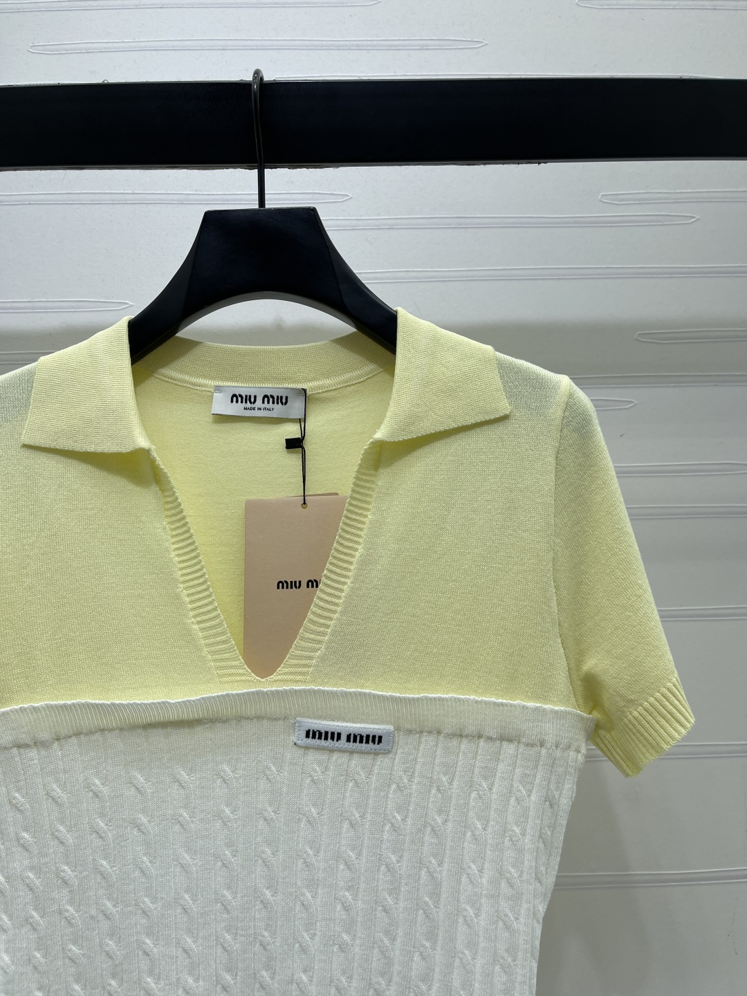[TOP] Miu Miu Knit Top - White and Yellow - 711 Luxury
