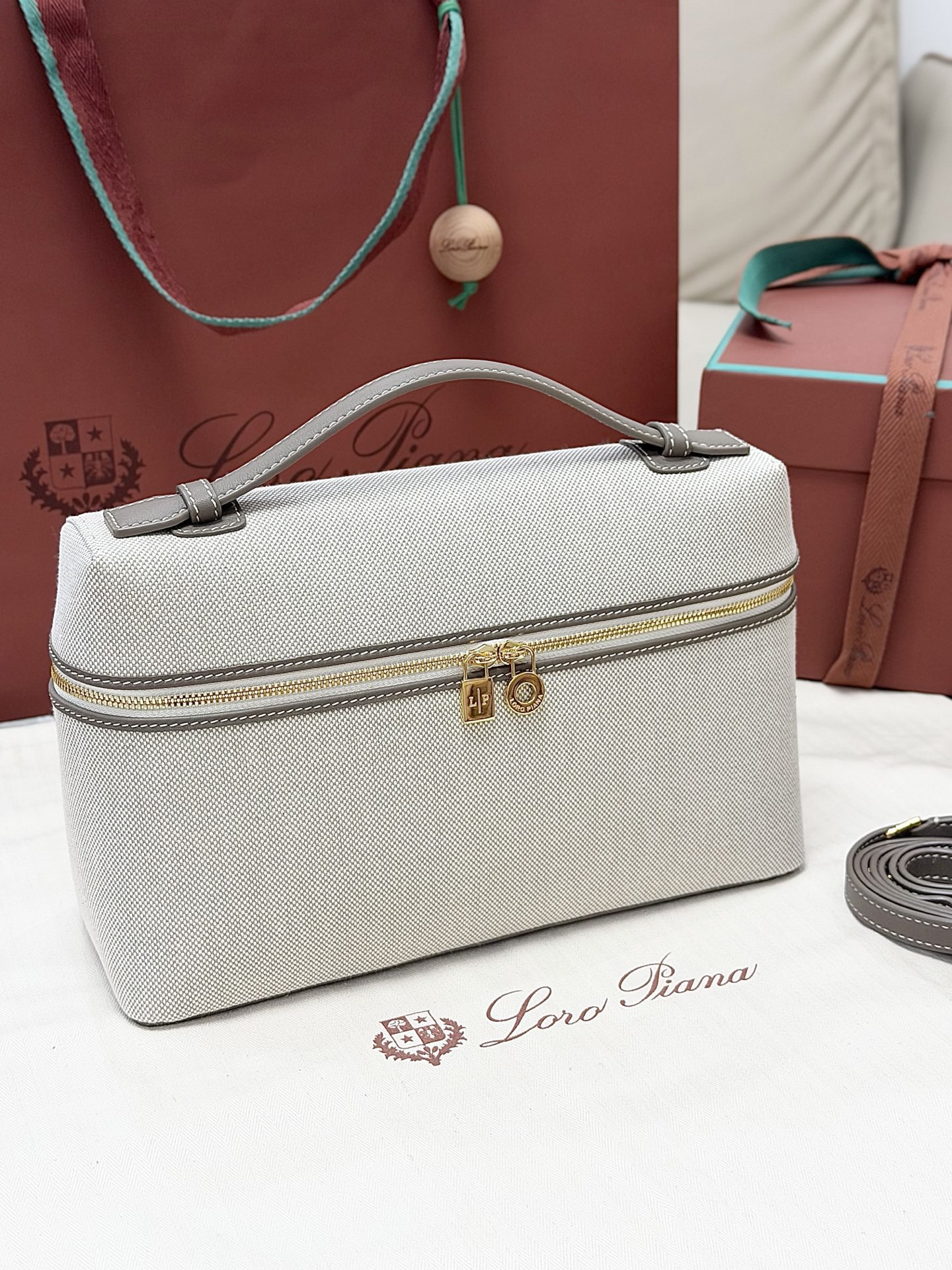 [TOP] Loro Piana Extra Poet L27 Bag 27 x 16 x 10cm - Grey - 711 Luxury