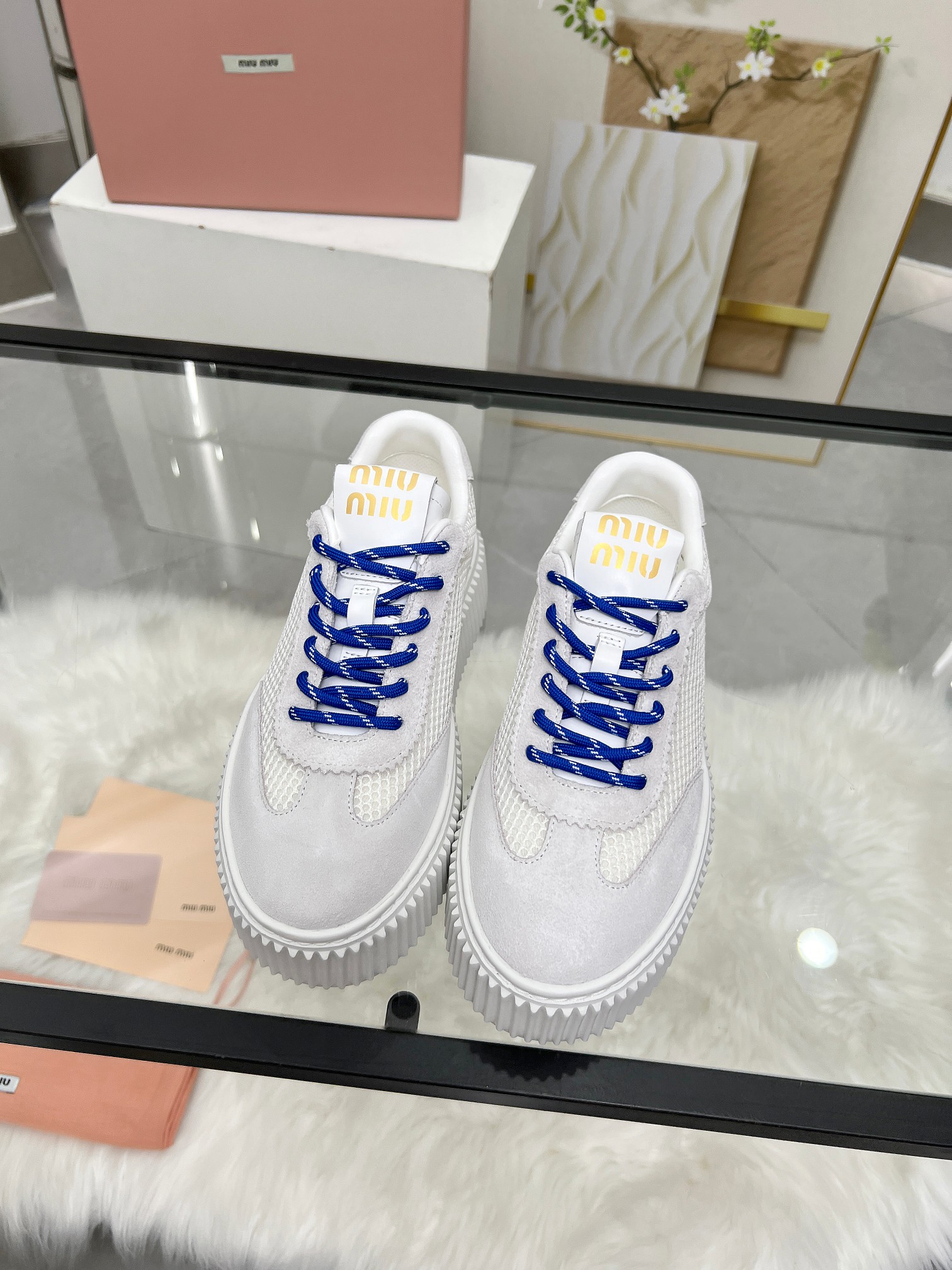 [TOP] Miu Miu Casual Shoes - Gray - 711 Luxury