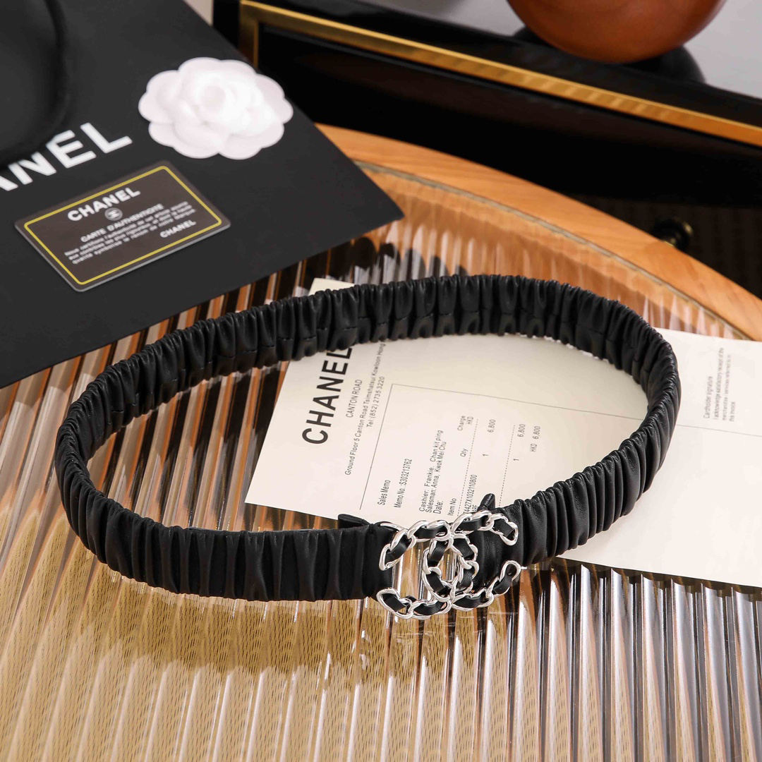 [TOP] CHANEL Elasticity Belt 4 Sizes - Black - 711 Luxury