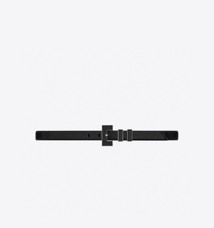 [TOP] Yves Saint Laurent YSL Belt Calfskin 2.5cm - Black - 711 Luxury