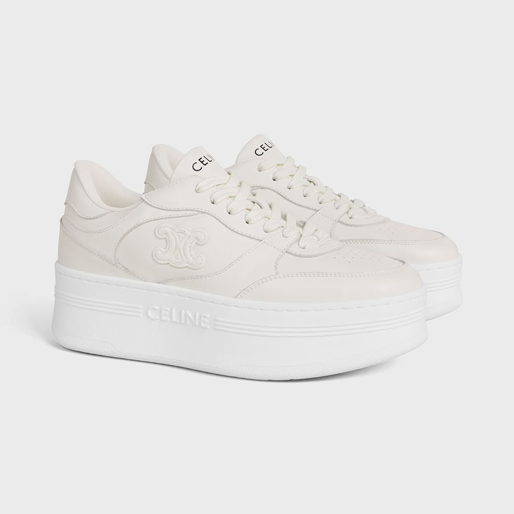 Celine Block Sneakers With Wedge Outsole in Calfskin Optic White #378714
