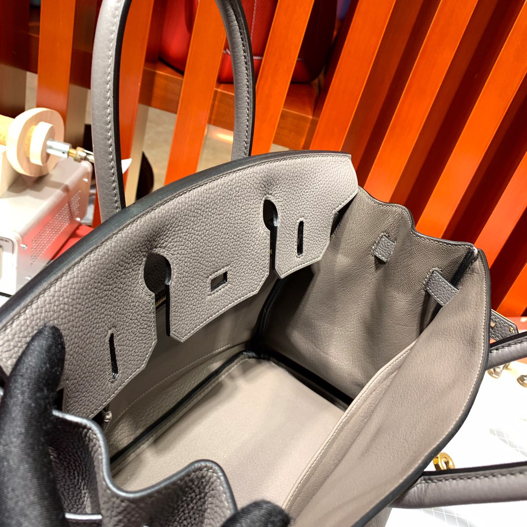 [TOP] HERMES Birkin Togo Leather 30cm - Etain & GHW