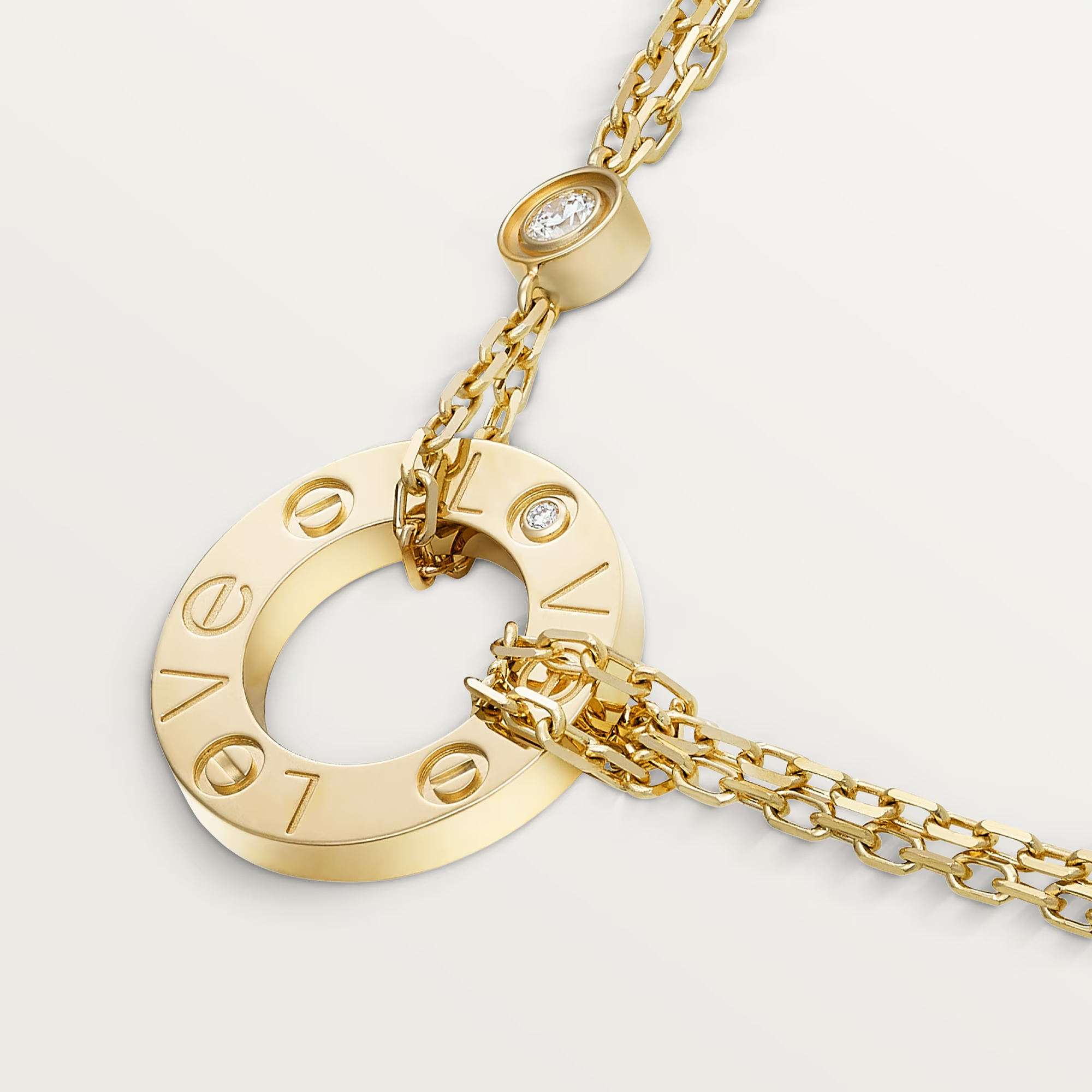 Carty Love Luna Loop Necklace, Yellow Gold, 2 Moissanite