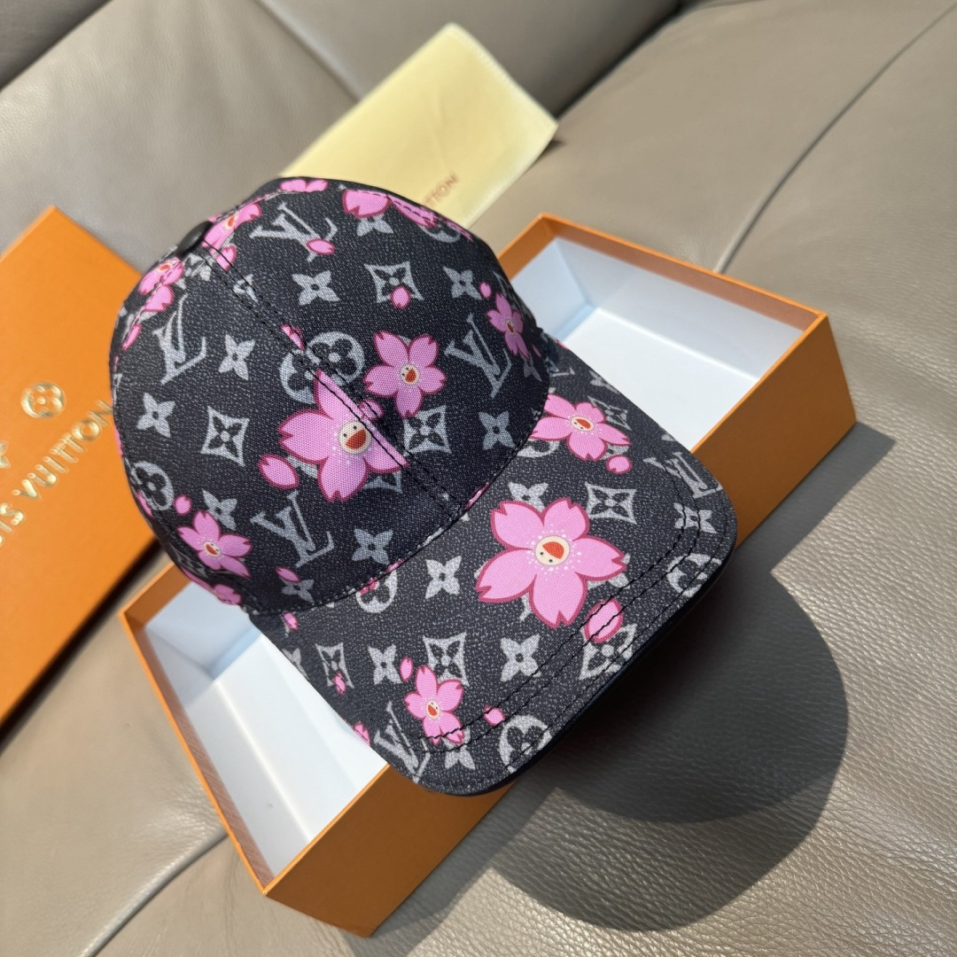 [TOP] Louis Vuitton LV LV x TM MONOGRAM CHERRY BLOSSOM Baseball Hat - Black - 711 Luxury
