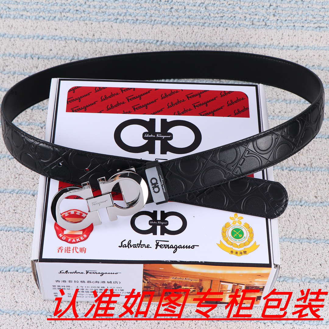[TOP] Ferragamo Men's Belt 3.5cm - Black - 711 Luxury