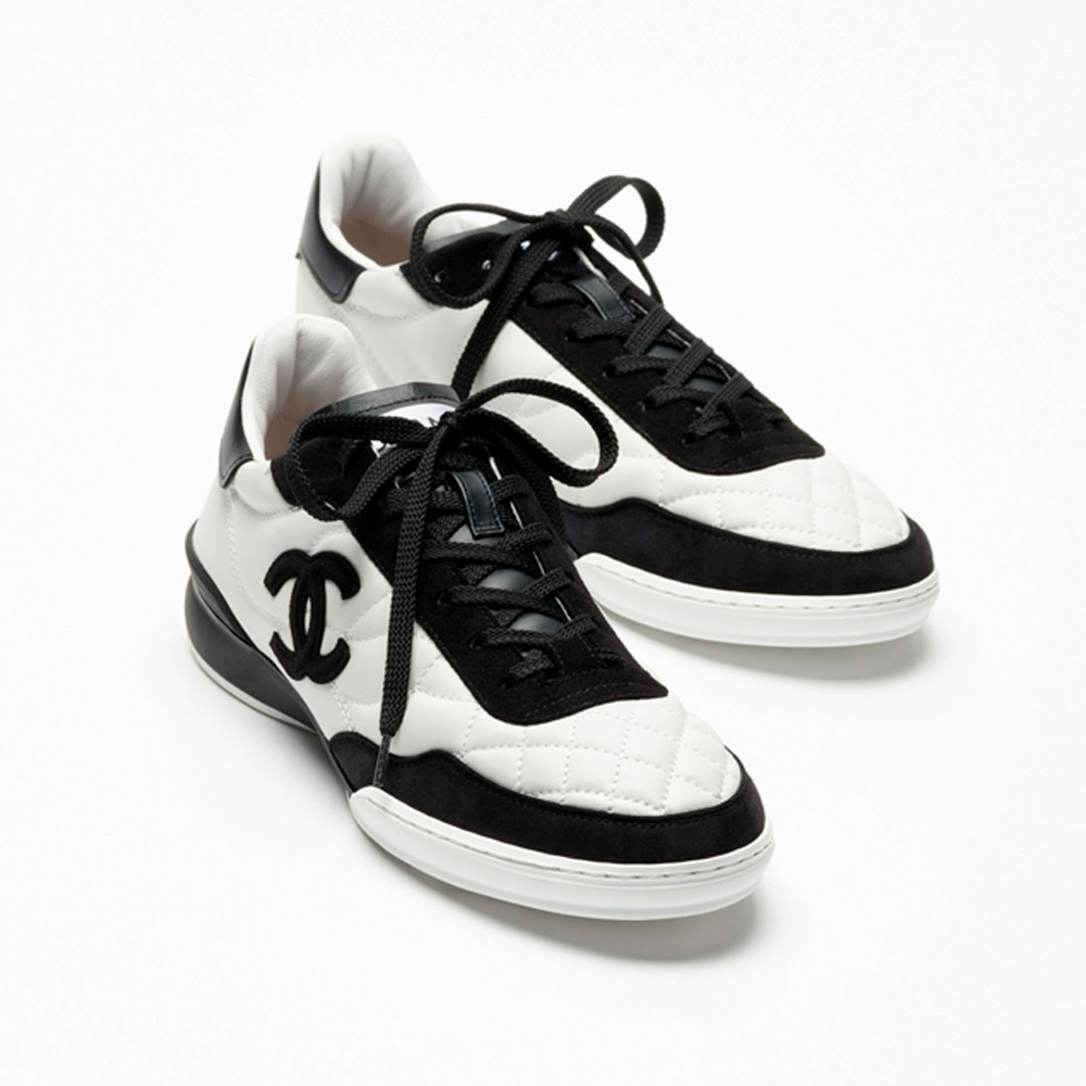 Chanel black Shoes Chanel Trainers Calfskin Suede Kidskin White Black | Nigo Office