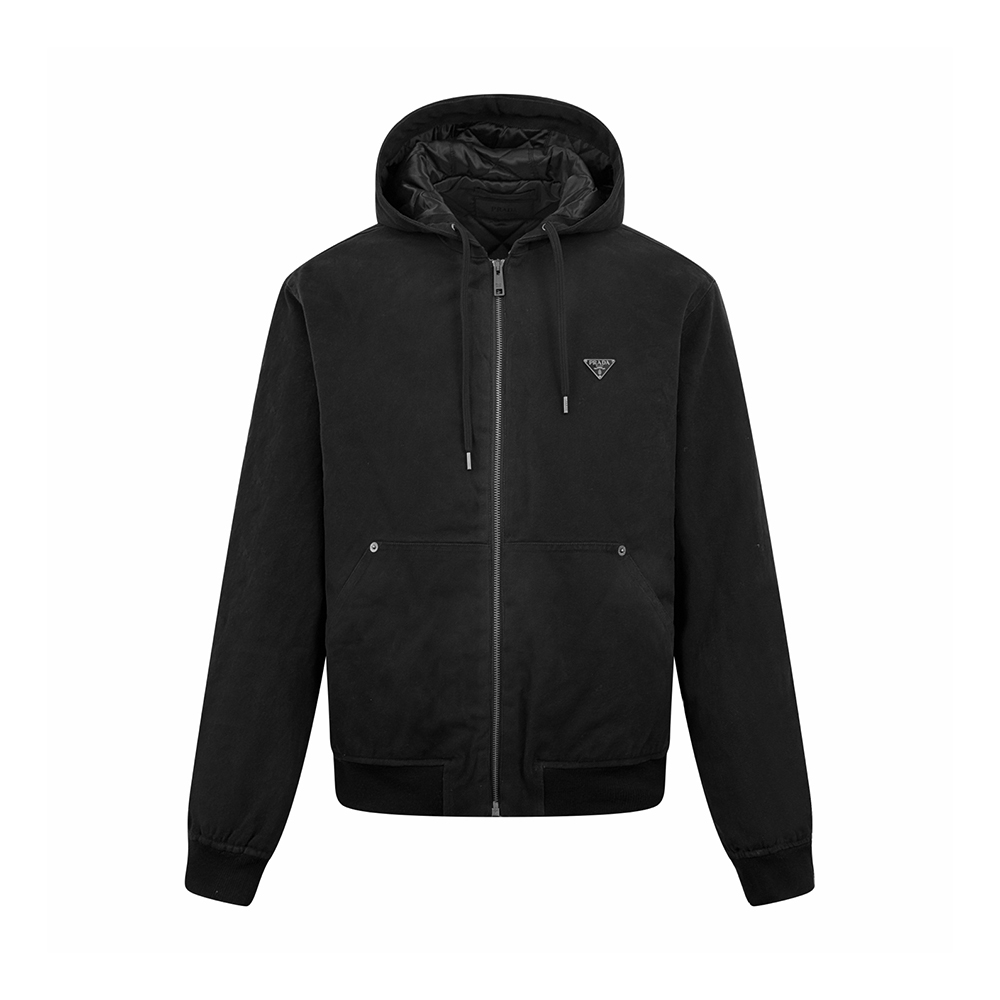 Prada Clothing Prada Logo Plaque Zip-up Hooded Jacket #330762 | Nigo Office
