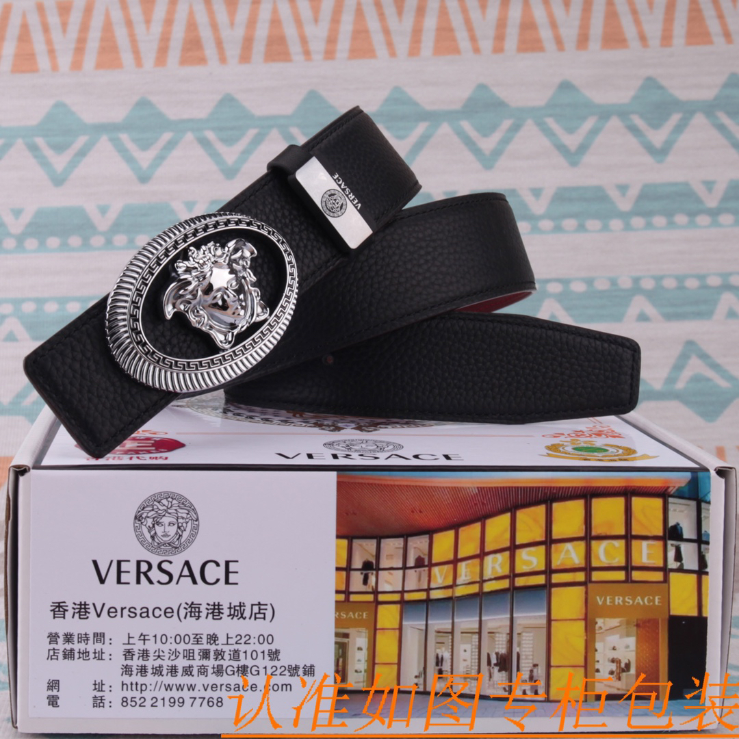 [TOP] VERSACE Men's Belt 3.8 cm - Black - 711 Luxury