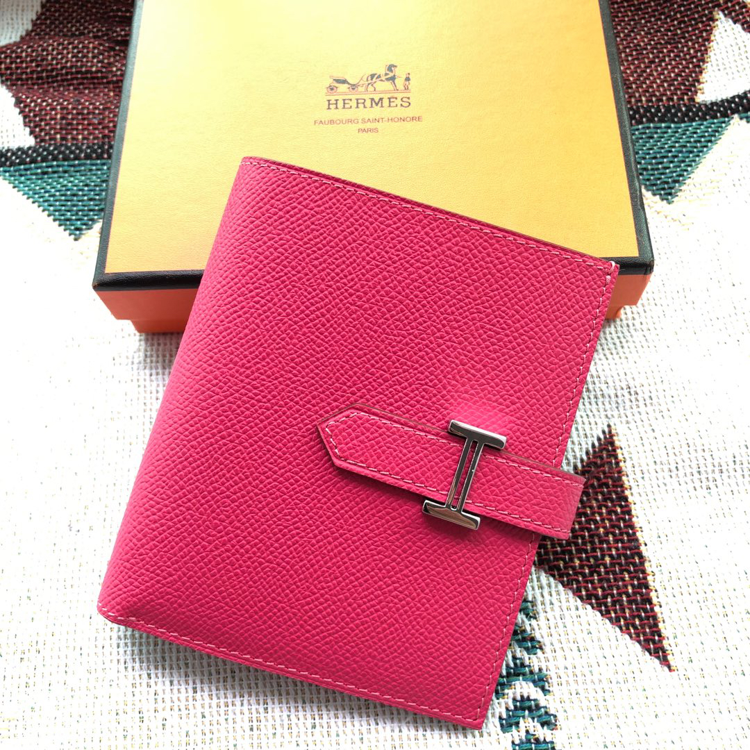 [TOP] HERMES Bearn Short Wallet Epsom 12cmx10cm - Pink