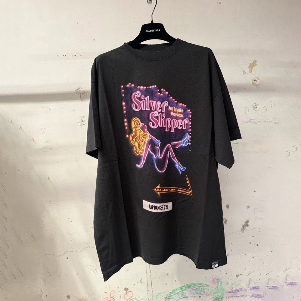 Balenciaga Clothing Balenciaga Top-quality Version Neon Girl Print Short Sleeves #395490 | Nigo Office