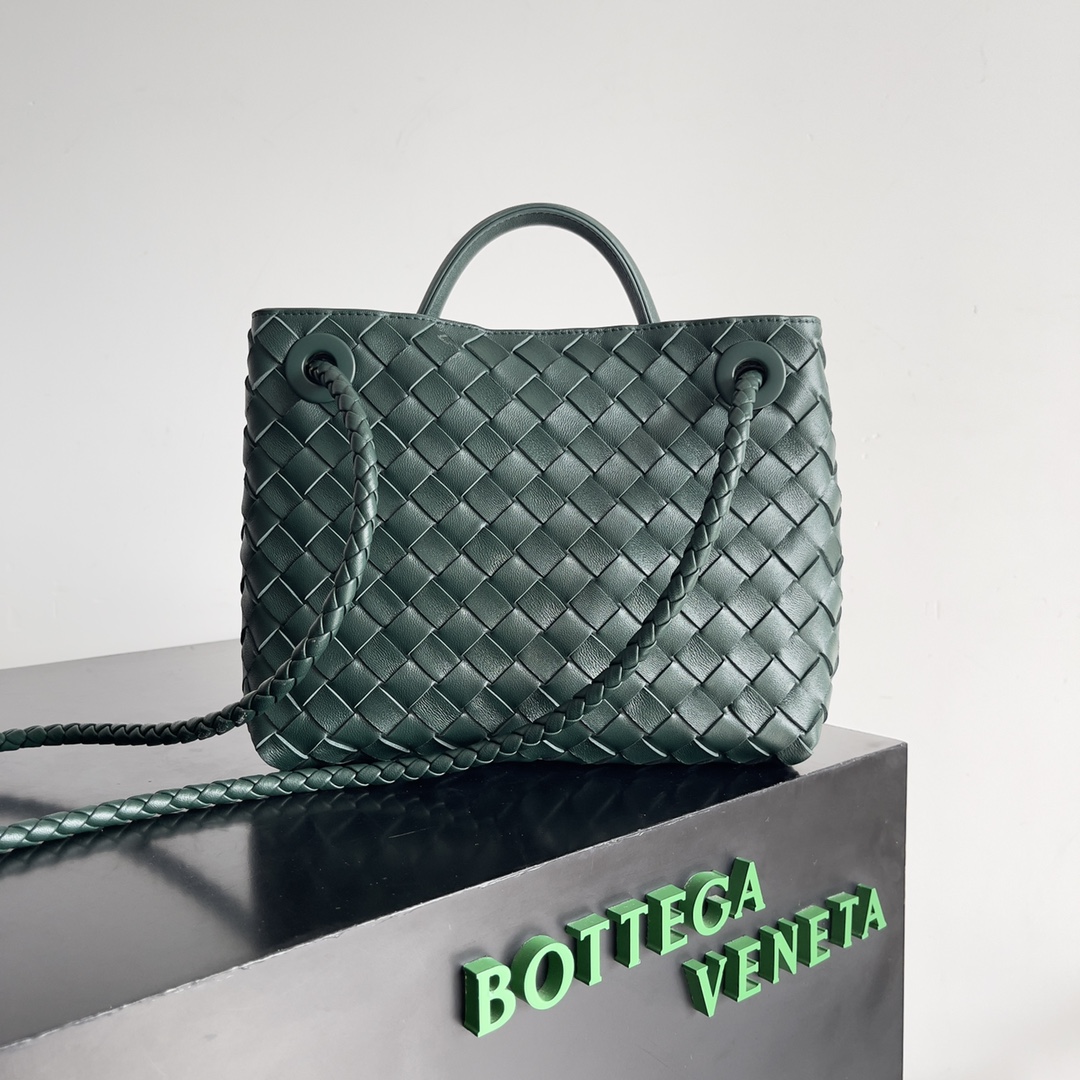 [TOP] Bottega Veneta BV Andiamo Bag Lambskin 25x22x10.5cm - Dark Green - 711 Luxury