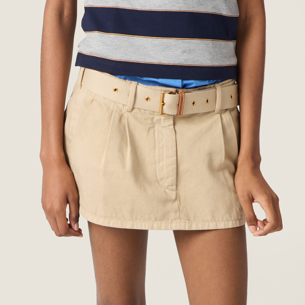 MiuMiu Beige Old Gabardine Miniskirt #378581