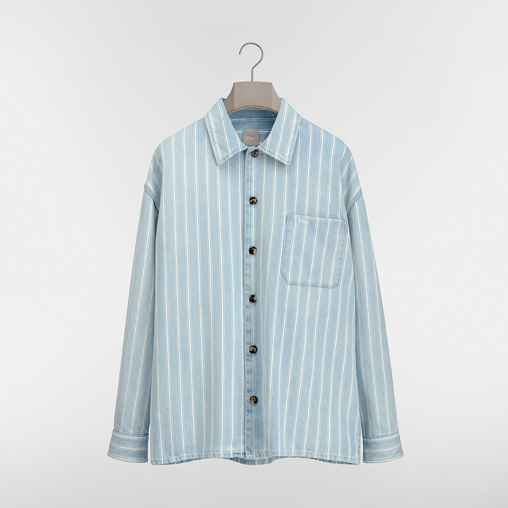 Dior blue Clothing DIOR Overshirt Blue Striped Cotton Twill #396175 | Nigo Office
