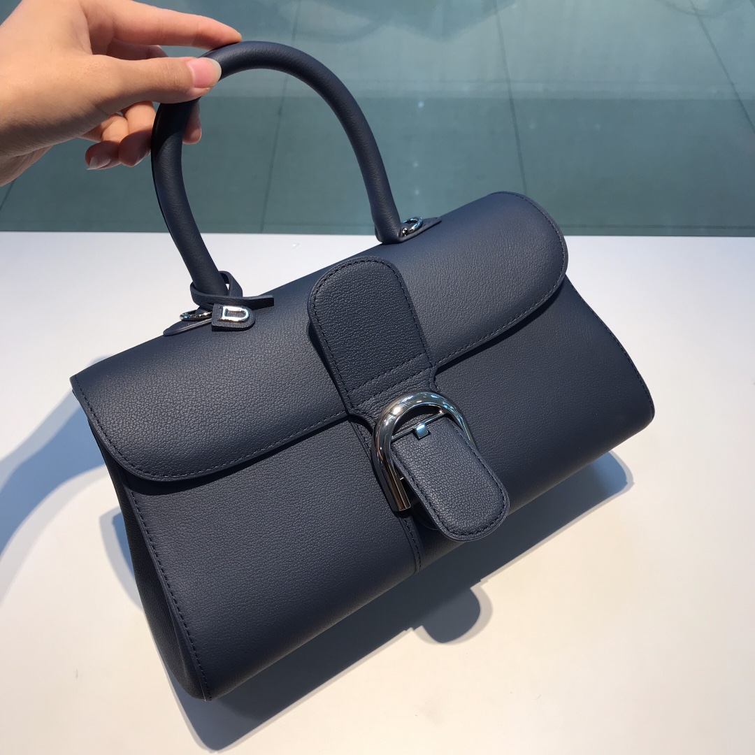 [TOP] Delvaux Brillant Bag Togo Leather 28x8x15.5cm - Navy Blue - 711 Luxury