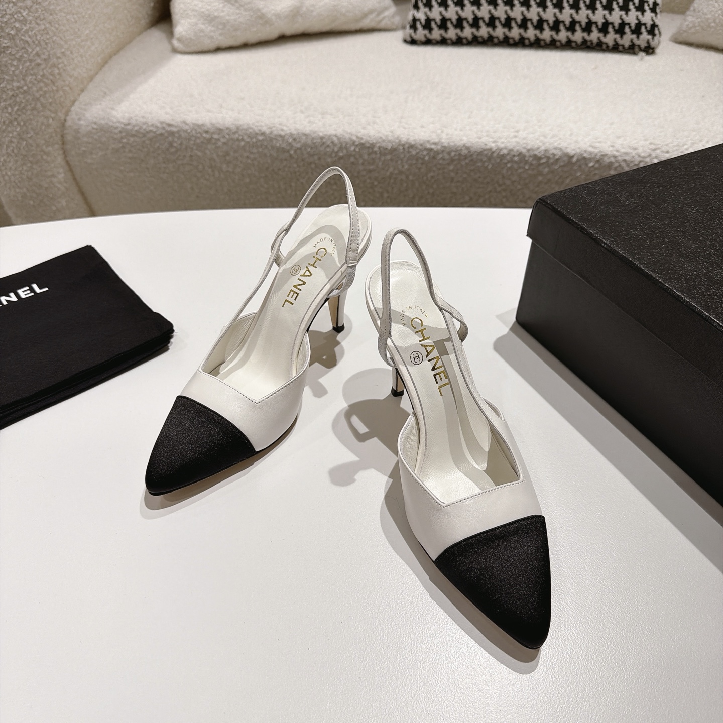 [TOP] CHANEL High Heels Mules - White - 711 Luxury