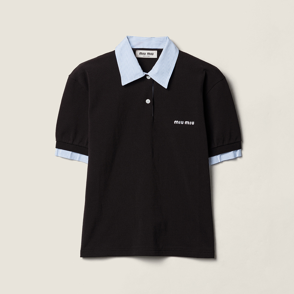 MiuMiu Black Cotton Piqué Polo Shirt #383449