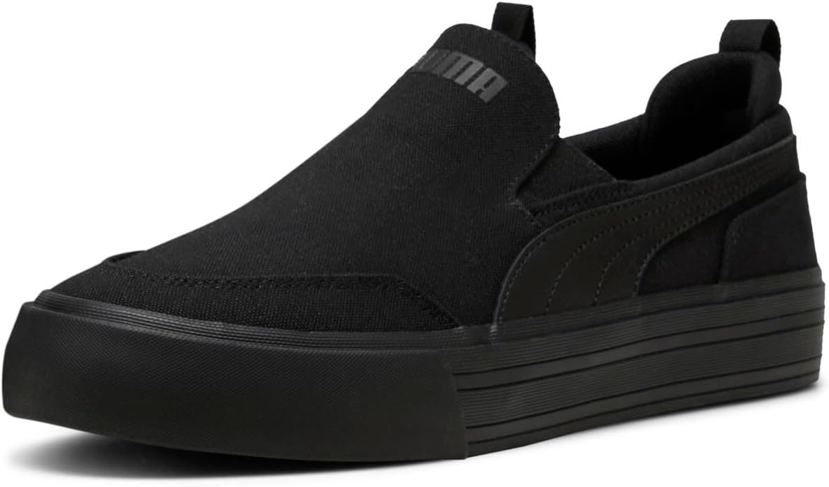 Puma Men's Court Classic Vulc Slip ON Sneaker, Puma Black-Puma Black, 10.5