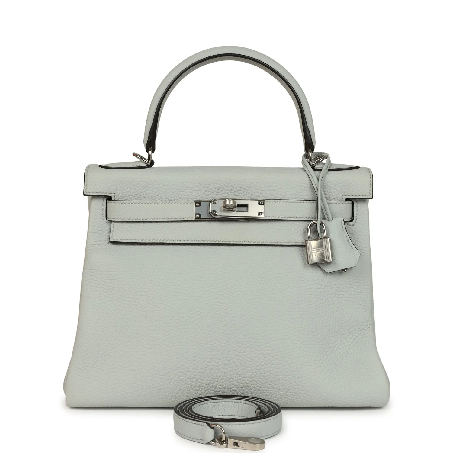 Hermes Kelly Retourne  Bleu Pale Clemence Palladium Hardware
