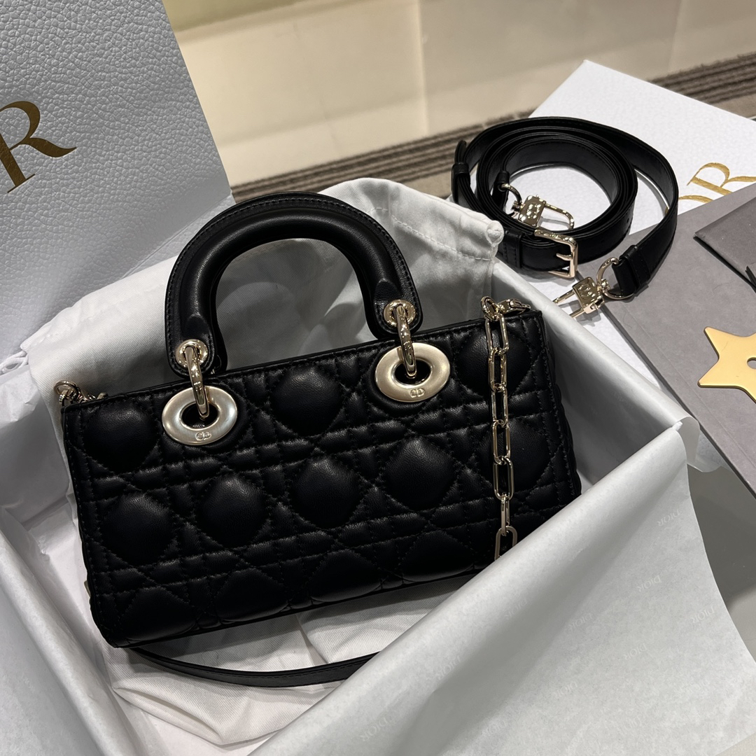 [TOP] Christian Dior Lady D-Joy Bag Lambskin 22x12x6cm - Black - 711 Luxury