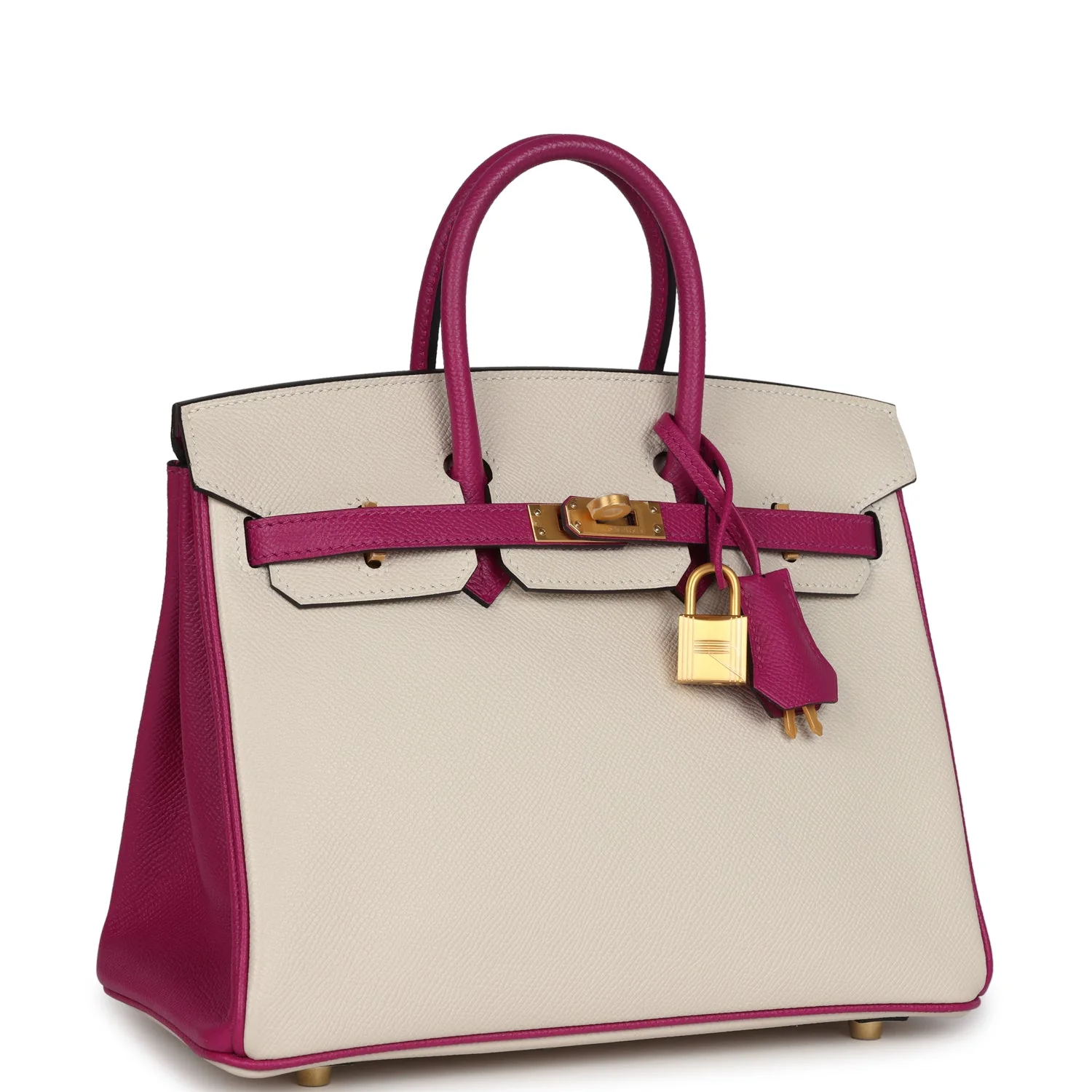 Hermes Special Order (HSS) BirkinCraie and Rose Pourpre Epsom Brushed Gold Hardware