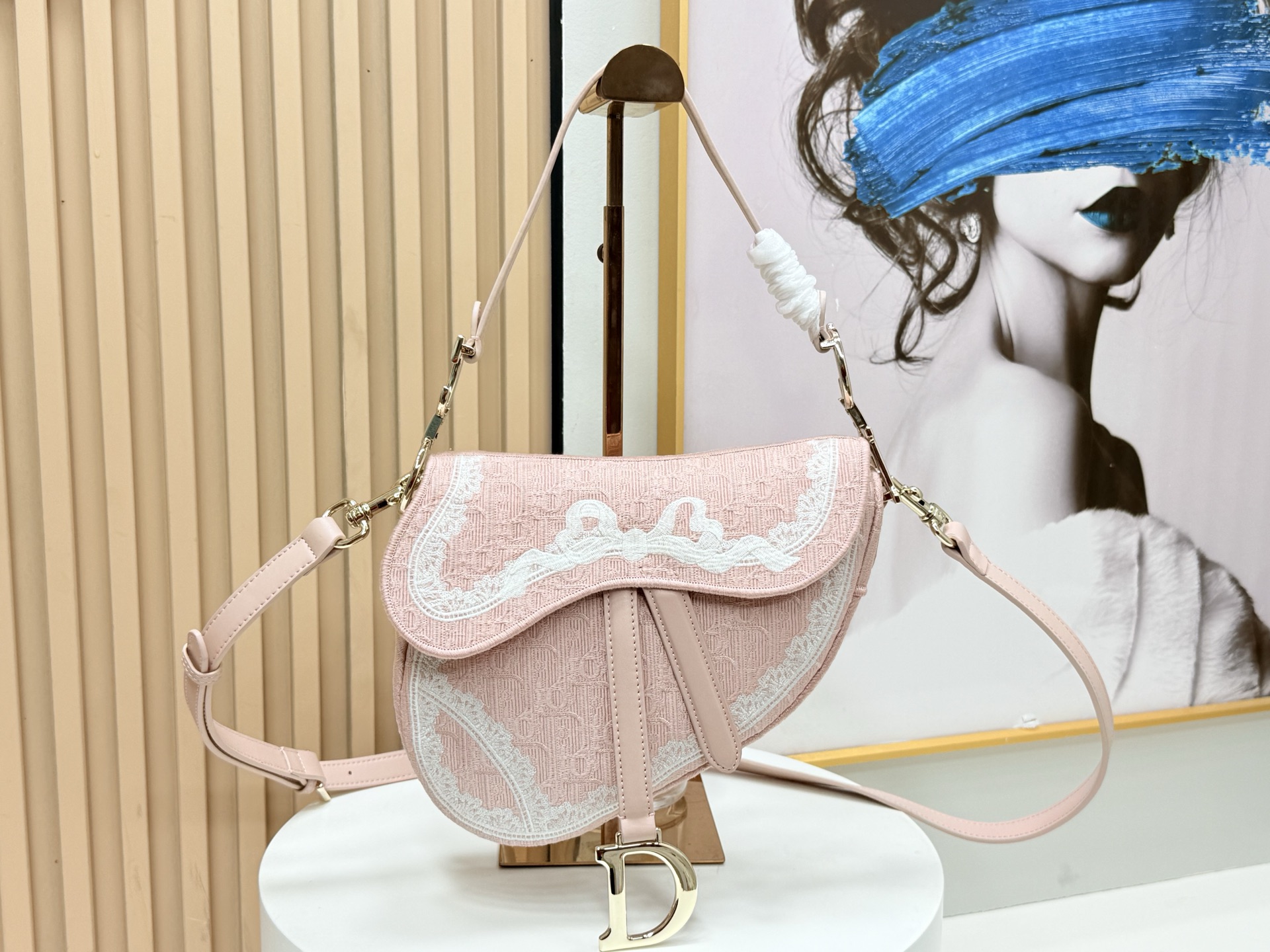 [TOP] Christian Dior Saddle Bag  24×16×18cm - Pink