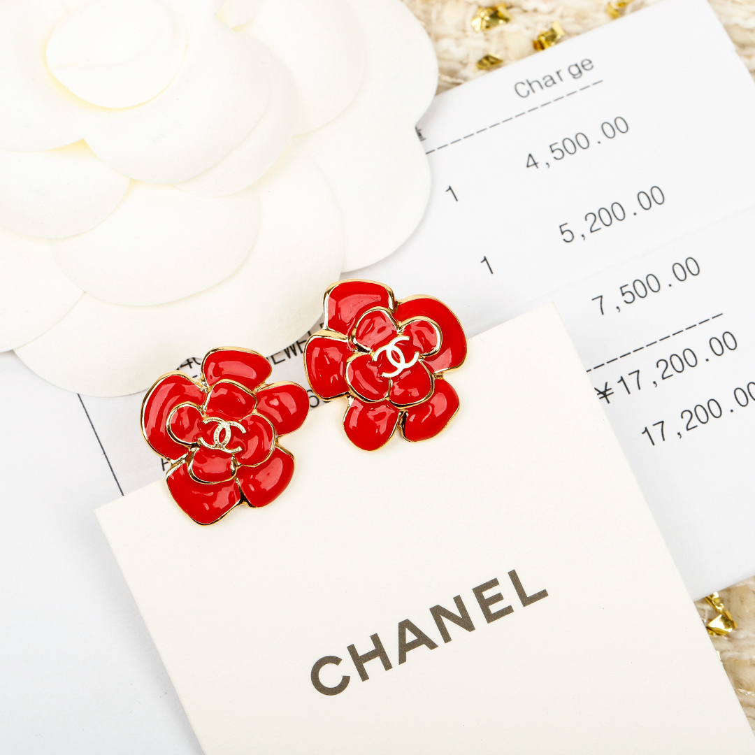 [TOP] CHANEL Earrings - Red