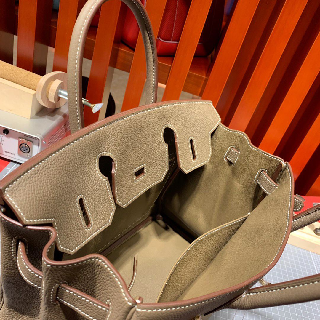 [TOP] HERMES Birkin Togo Leather 30cm - Etoupe & GHW