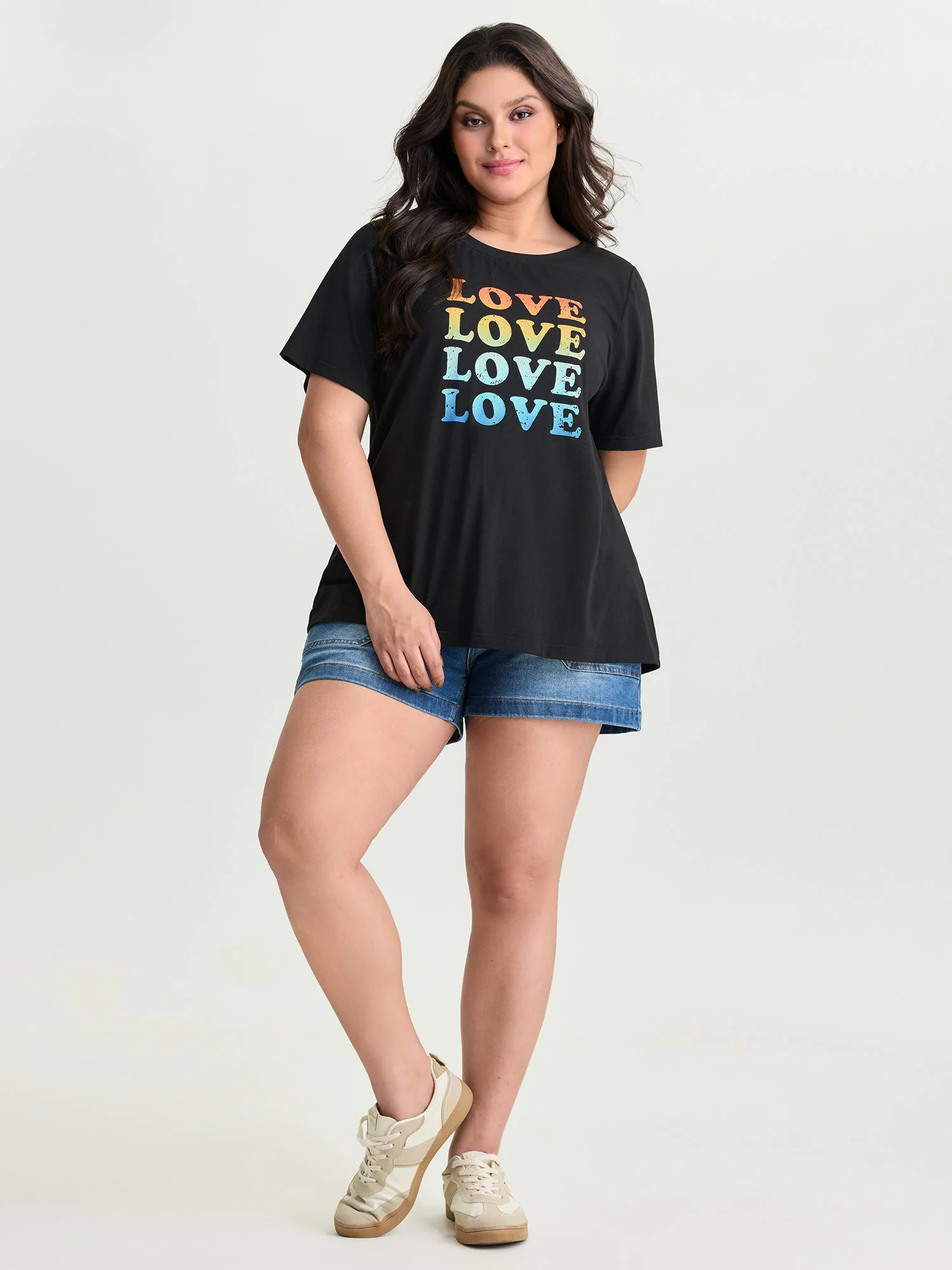 Supersoft Vibrant Love Print Stretchy Fit T-Shirt